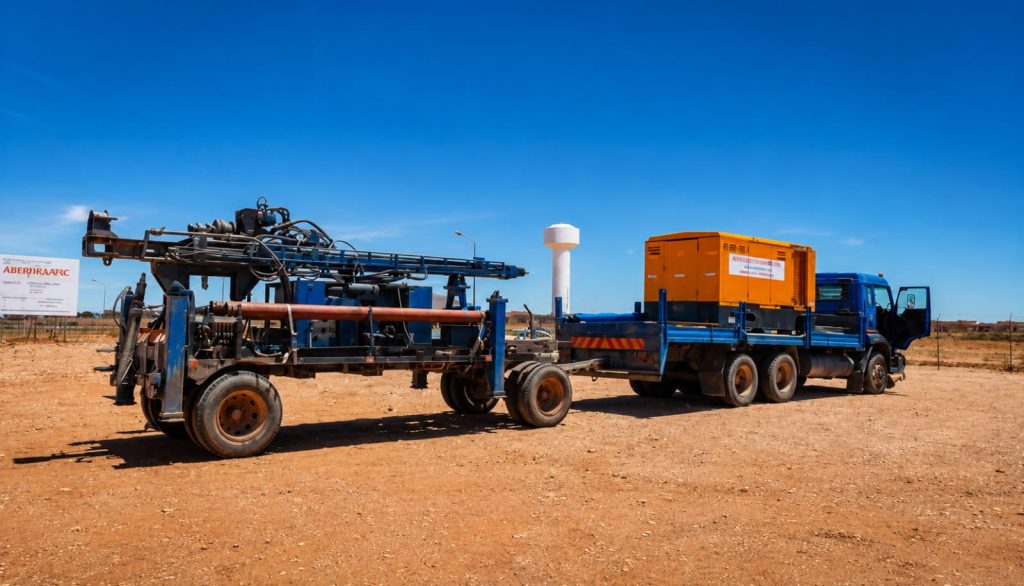 Drilling truck on site with borehole drill